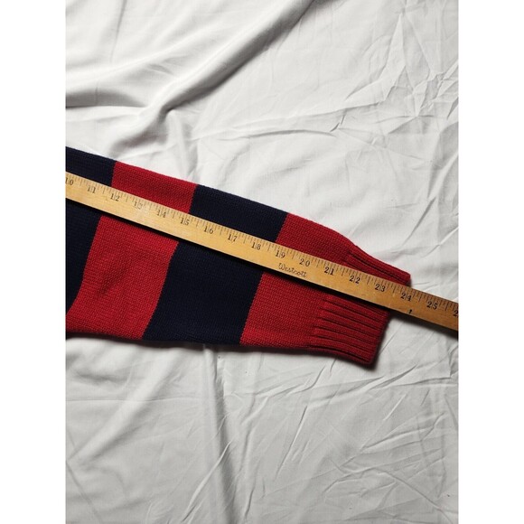 Vintage Tommy Hilfiger Men's Large 90s Pullover Striped Sweater Red Blue Preppy - Picture 7 of 7